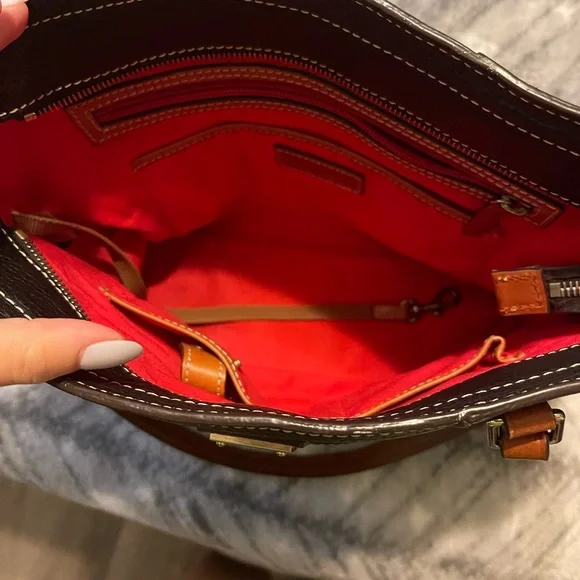 Dooney & Bourke Black Tote with Brown Straps - Picture 3 of 3